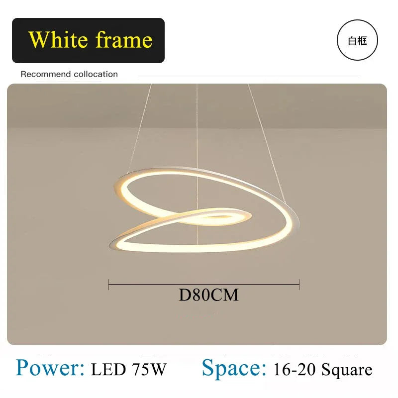 ثريا Kepler LED مستديرة من DecorBites™ لديكور غرفة المعيشة، مصباح معلق أبيض