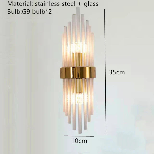 DecorBites™ Clear Crystal LED Wall Lamp Stainless Steel Sconces for Bedroom Dining Room