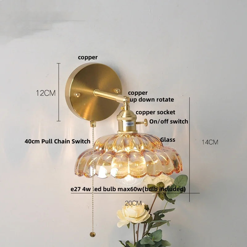 وحدة إضاءة حائط LED DecorBites™ زجاجية شفافة بمفتاح سلسلة سحب