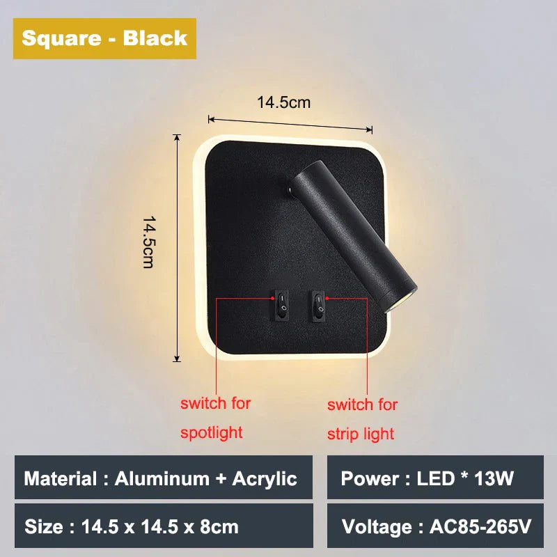 DecorBites™ Adjustable 10W Wall Light Sconce Lamp with Switch - Hotel Bedroom Study Reading
