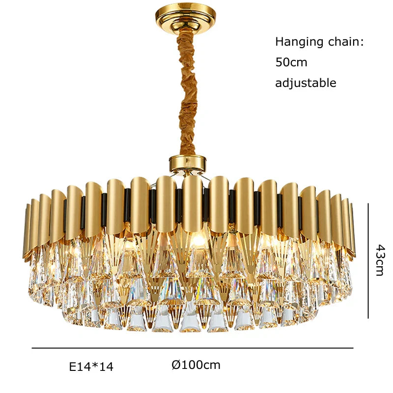 مصابيح ثريا كريستال ذهبية DecorBites™ LED كلاسيكية نورديك لغرفة المعيشة لامباراس