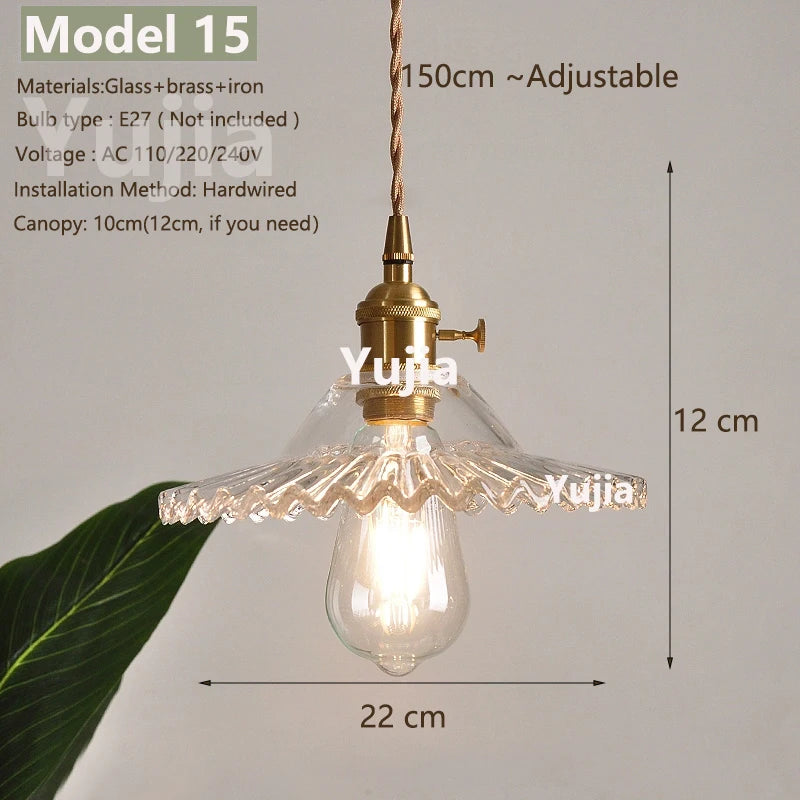 Vintage Green Glass Pendant Light With Brass Details