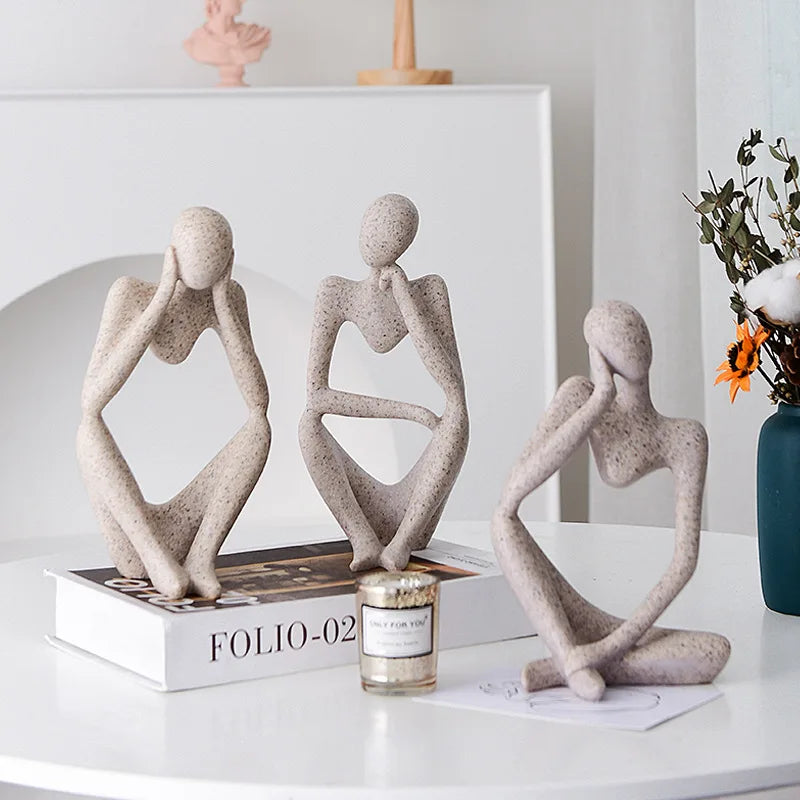 DecorBites™ Abstract Thinker Woman Figurine Resin Sculpture Modern Art Decor Craft Ornament