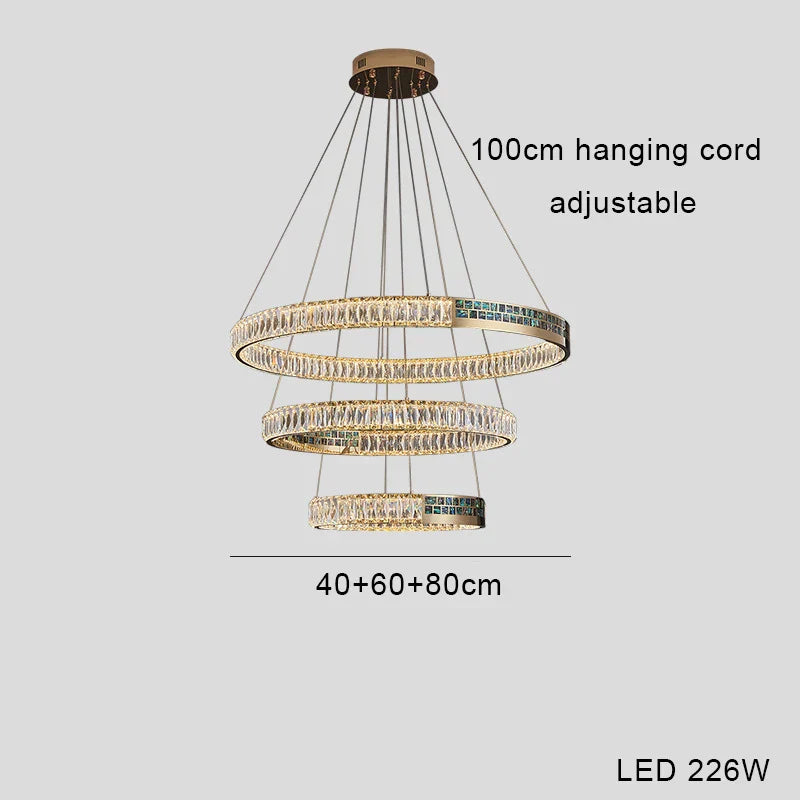 ثريا سقف كريستالية بتصميم خاتم من DecorBites™ | ستانلس ستيل | ديكور منزلي فاخر