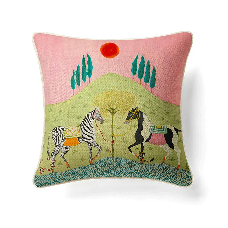 DecorBites™ Circular Swallows Floral Pillow Covers - Spring 2023 Collection