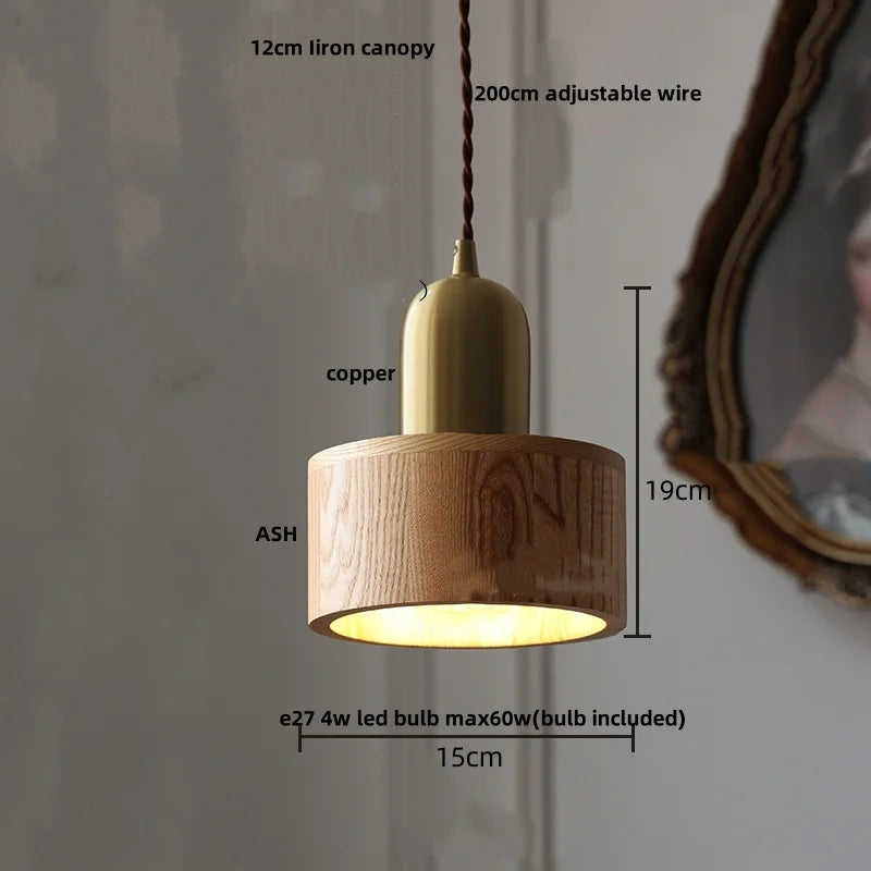DecorBites™ LED Wood Pendant Light Fixture | Adjustable Hanging Lamp for Home Decor