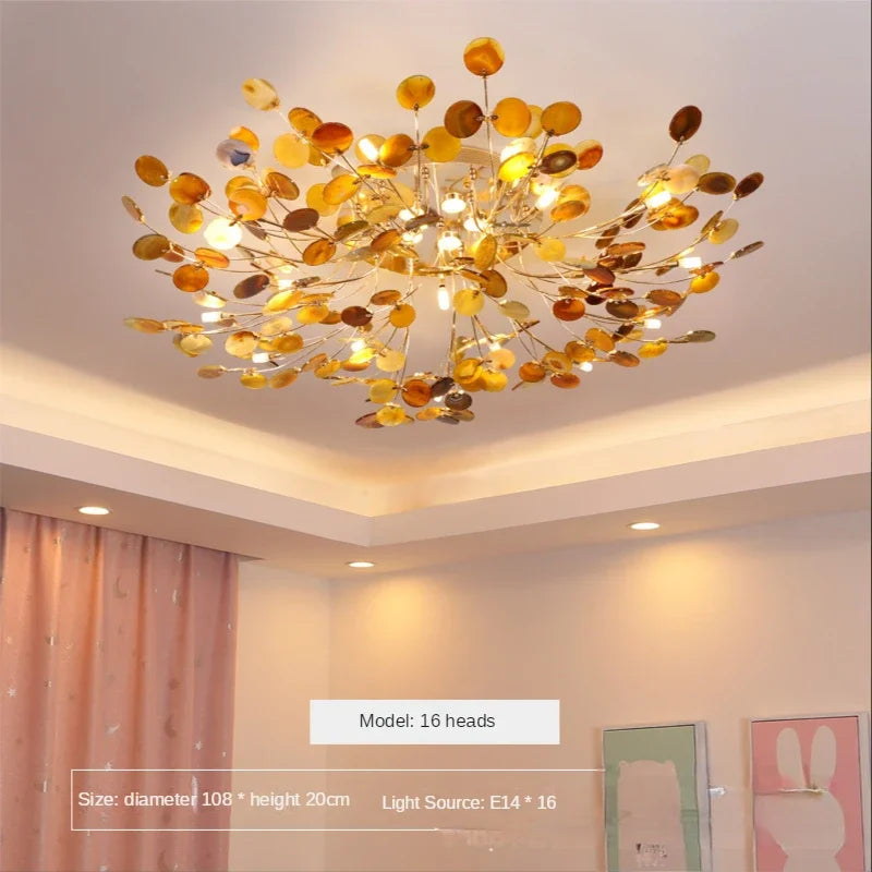 مصباح سقف DecorBites™ Leaf Agate: تصميم إسكندنافي عصري من اليشم لغرفة المعيشة والمطعم وغرفة النوم