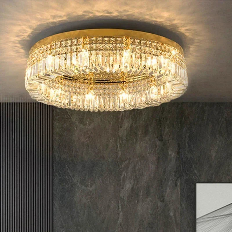 Lustre suspendu en cristal doré DecorBites™ pour éclairage de salle à manger moderne
