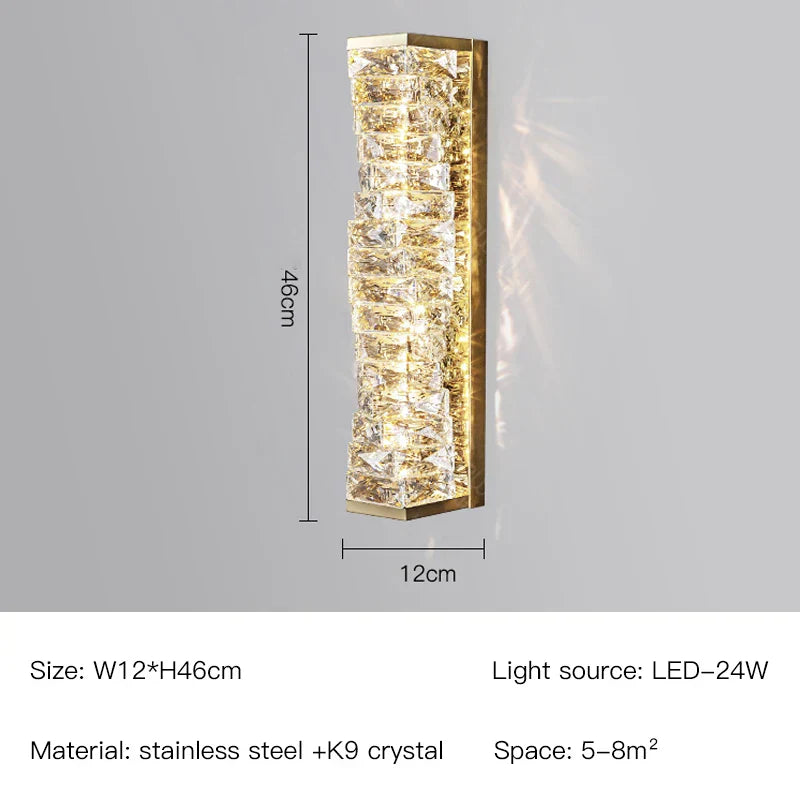 DecorBites™ Applique Murale en Cristal : Design Nordique LED Luxe, Or/Chrome Artistique pour Salon, Chambre à Coucher