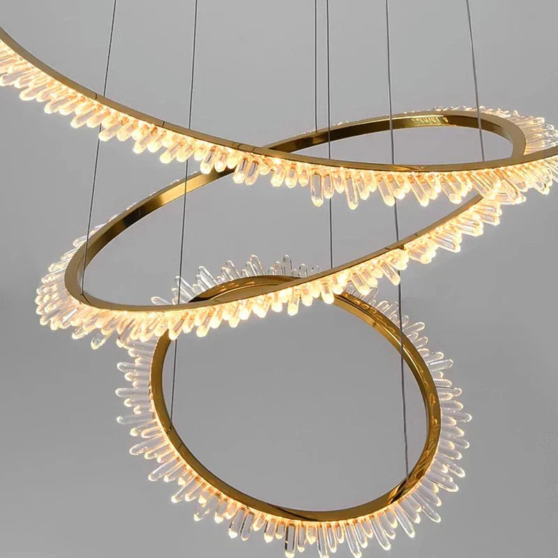 DecorBites™ Crystal Chandelier: Stair Pendant Lamp, Living Room & Interior Lighting
