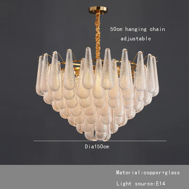 مصباح DecorBites™ الذهبي المعلق من الزجاج لطاولة الطعام والفندق، مصابيح سقف بهو حديثة