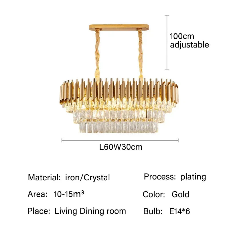 DecorBites™ Crystal LED Pendant Chandelier: Modern Luxury Living Room Dining Lighting Fixture