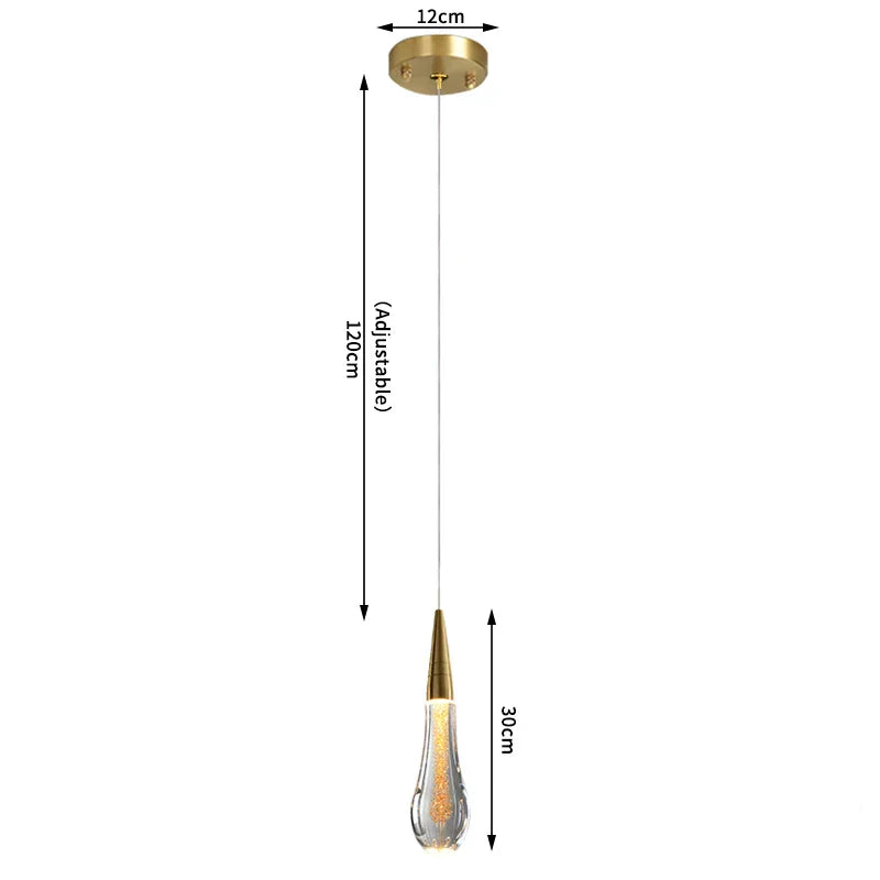 DecorBites™ Crystal Tear Drop Chandelier: Gold LED Pendant Light for Villa Staircase and Living Room