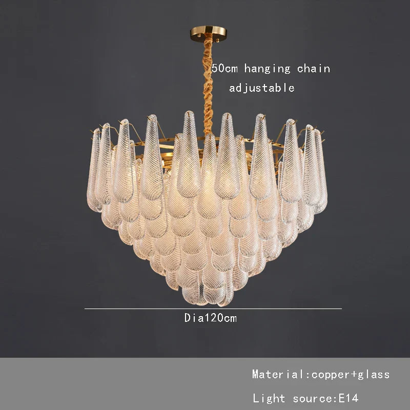 مصباح DecorBites™ الذهبي المعلق من الزجاج لطاولة الطعام والفندق، مصابيح سقف بهو حديثة
