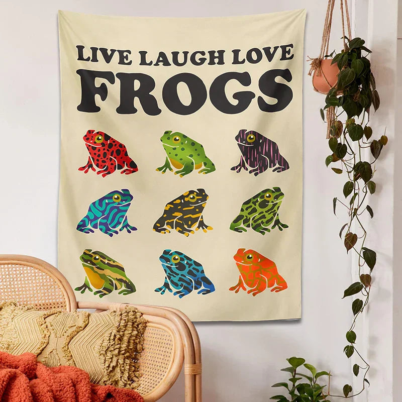 DecorBites™ Frogs Tapestry Wall Hanging Psychedelic Hippie Aesthetic Tapestries Home Decor