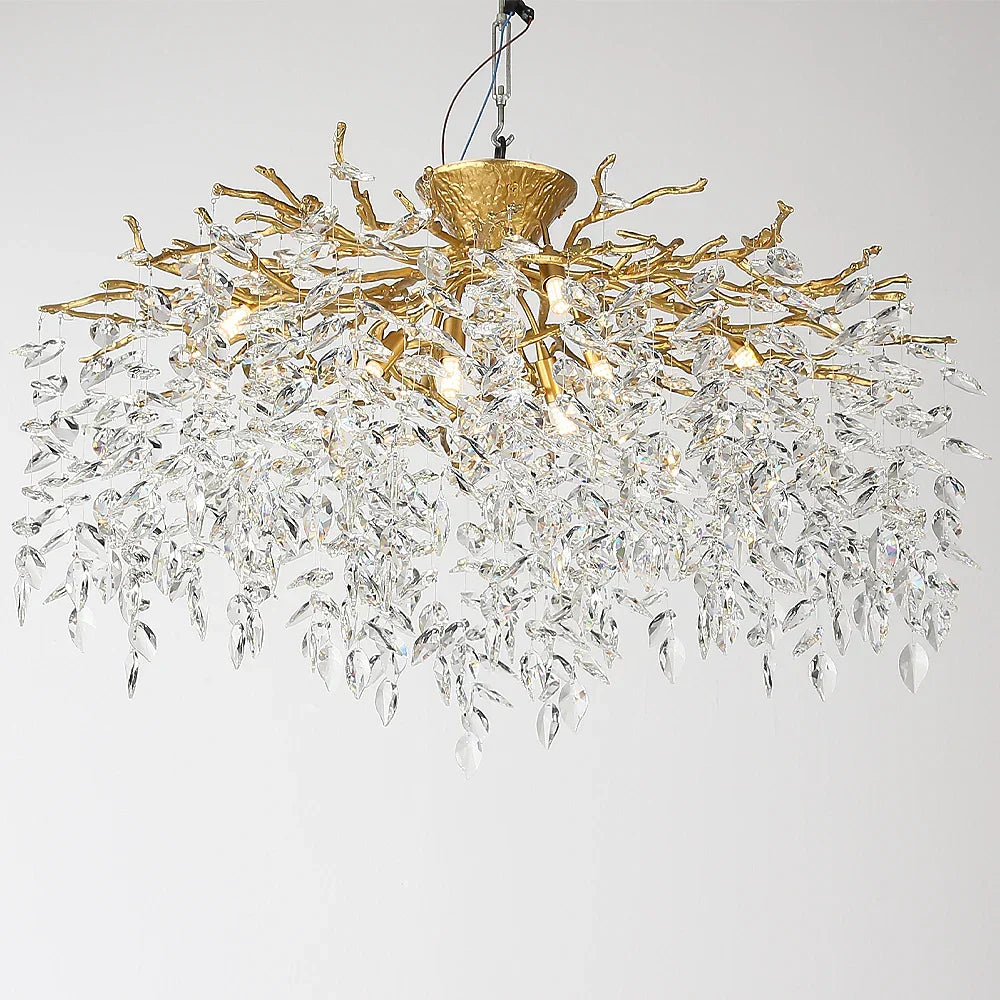 ثريا سقف LED كريستالية على شكل غصن DecorBites™ باللون الذهبي/الأسود لغرفة الطعام والبهو