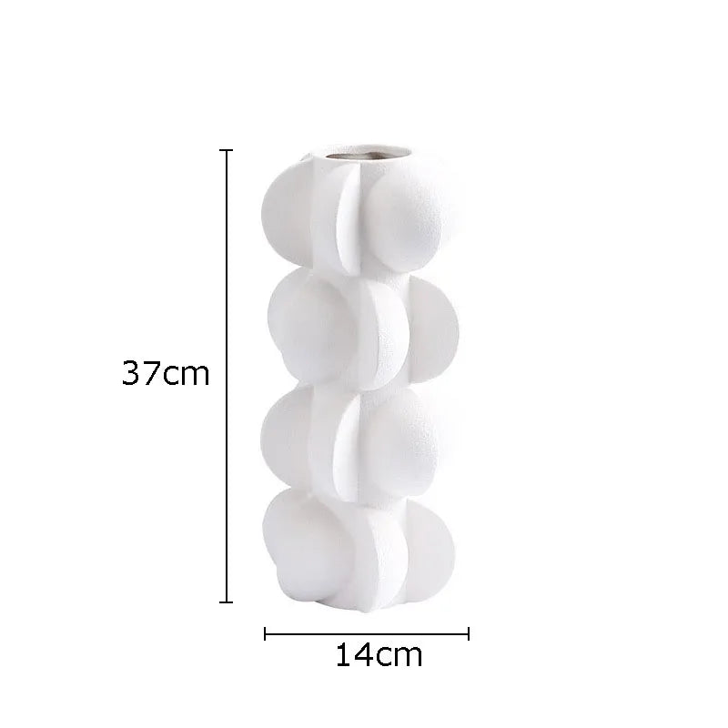 DecorBites™ Geometric Spiral Resin Vase - Black and White Flower Vase for Home Decor