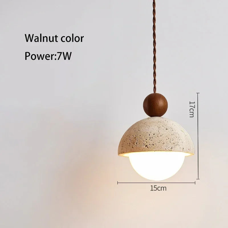 Japanese Wabi-Sabi Yellow Travertine Pendant Light