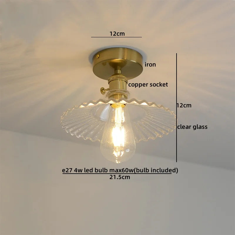 مصباح سقف LED زجاجي أخضر DecorBites™ نحاسي حديدي حديث لإضاءة المنزل