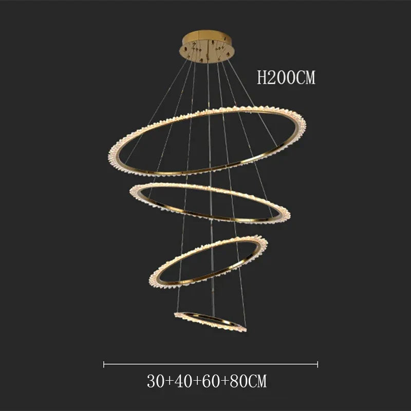 DecorBites™ Crystal Chandelier: Stair Pendant Lamp, Living Room & Interior Lighting
