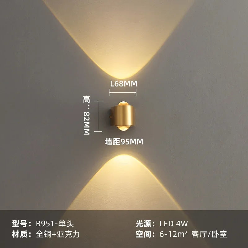 DecorBites™ Copper LED Wall Lamp Modern Bedside Reading Indoor Nordic Scone Wall Lamp