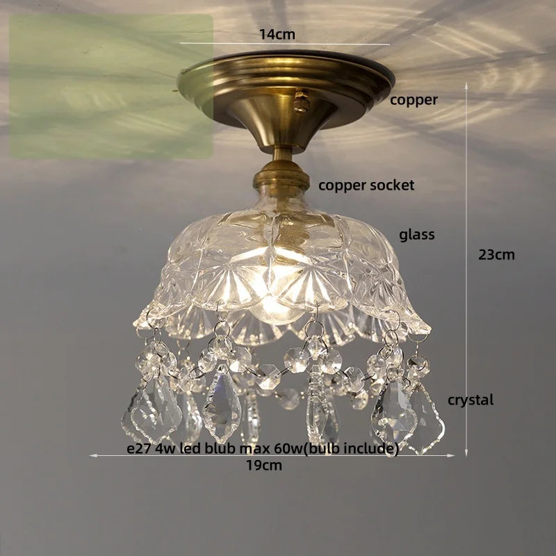 DecorBites™ Crystal Glass Luxury LED Ceiling Light for Hallway Bedroom Corridor Interior Decor