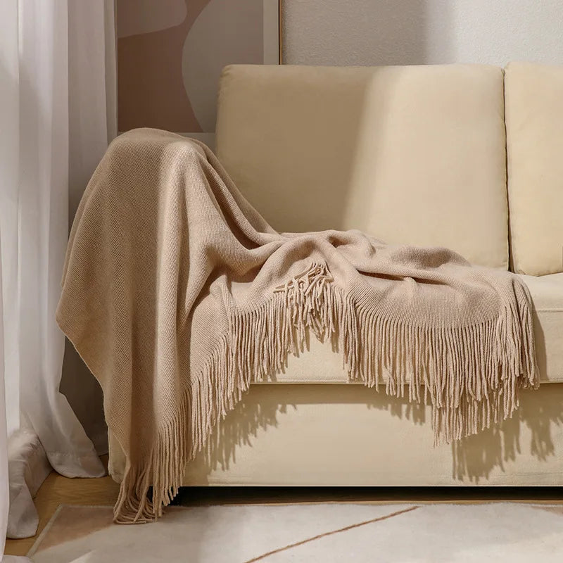 بطانية أريكة منسوجة Nordic DecorBites™ - فوطة نهاية سرير ناعمة من مزيج الصوف لديكور غرف نوم الفنادق