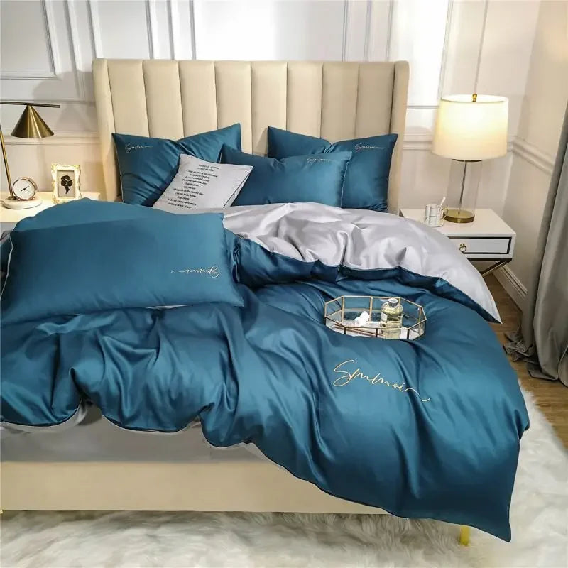 DecorBites™ Egyptian Cotton Bedding Set with Sheet Pillowcase Blanket Cover - Queen King Size