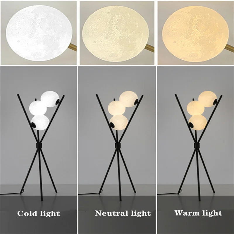 DecorBites™ Moon Floor Lamp LED Living Room Study Bedroom Tripod Wall Light