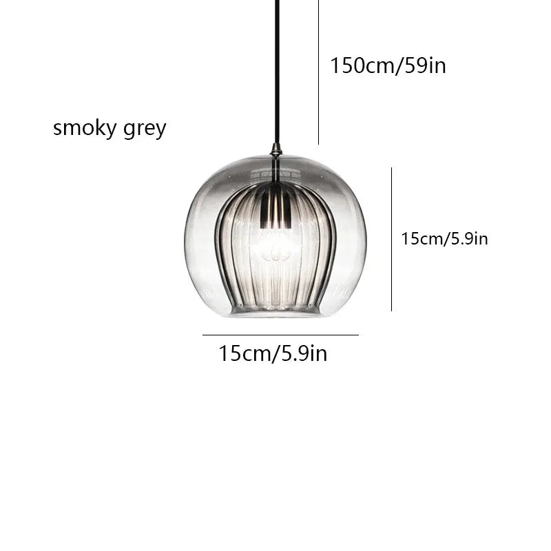 Nordic Glass Pendant Light in Amber or Clear