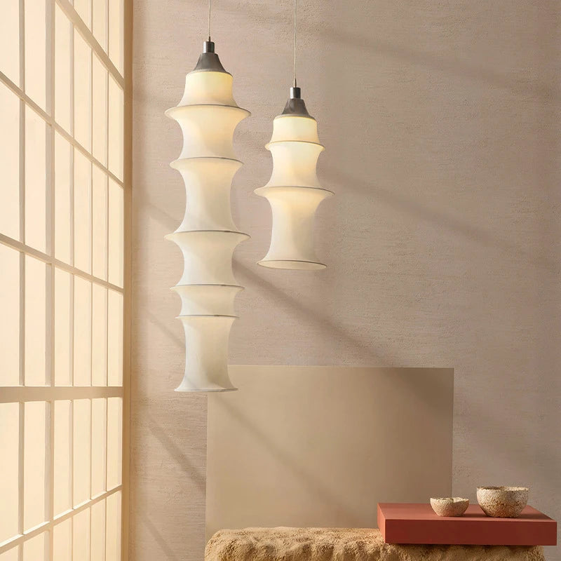 Nordic Wabi-Sabi White Silk Pendant Light
