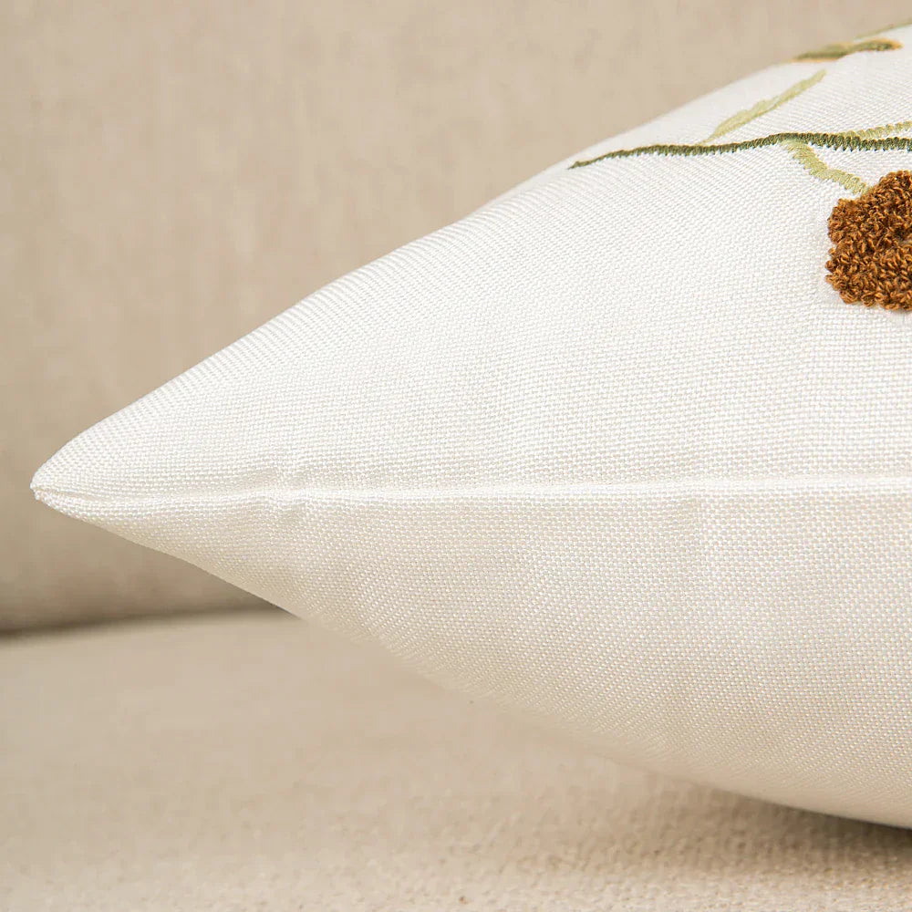 DecorBites™ Bird Embroidered Cotton Cushion Cover 45x45cm Square Floral Pillow Case