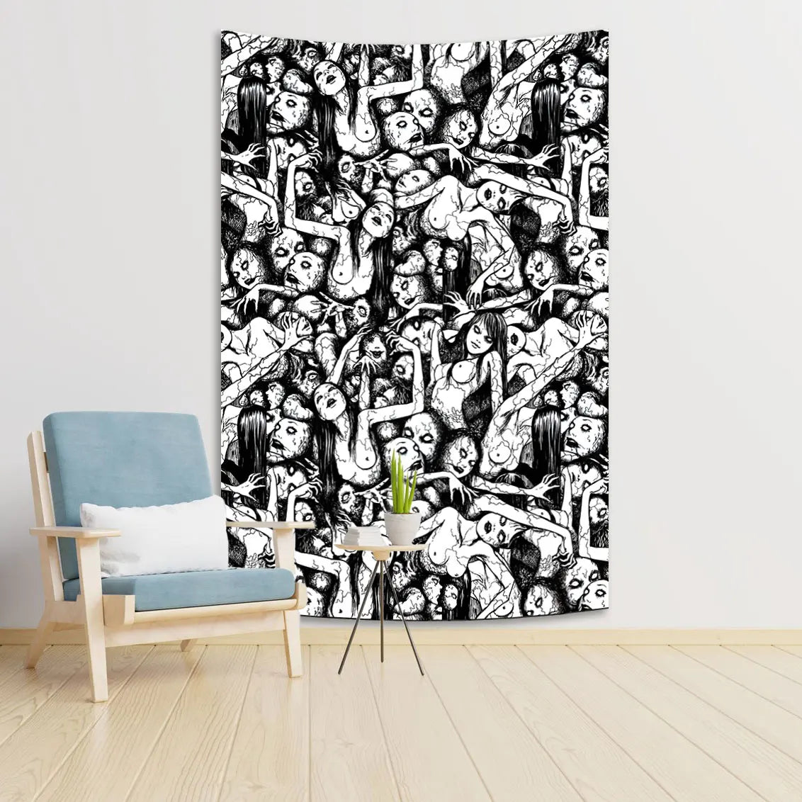 بساط حائط DecorBites™ بتصميم المانجا اليابانية المرعبة لديكور السحر المخيف الجمالي