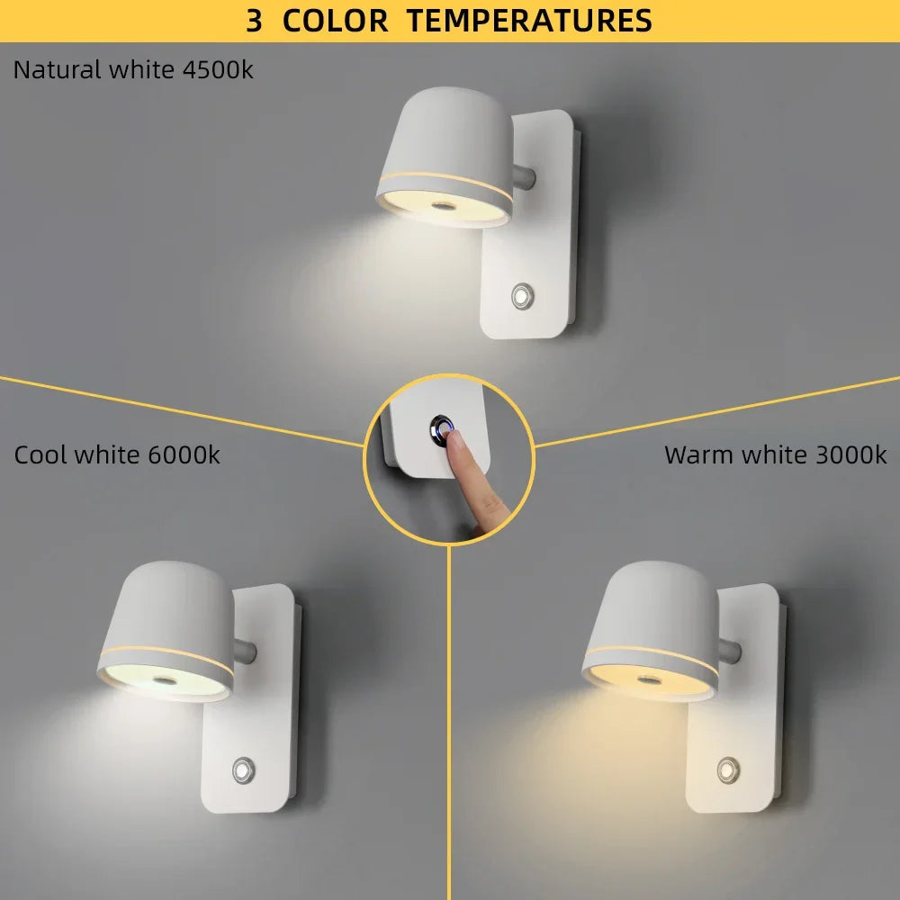 DecorBites™ Dimmable LED Wall Sconce with Adjustable Brightness and 3-CCT Rotation