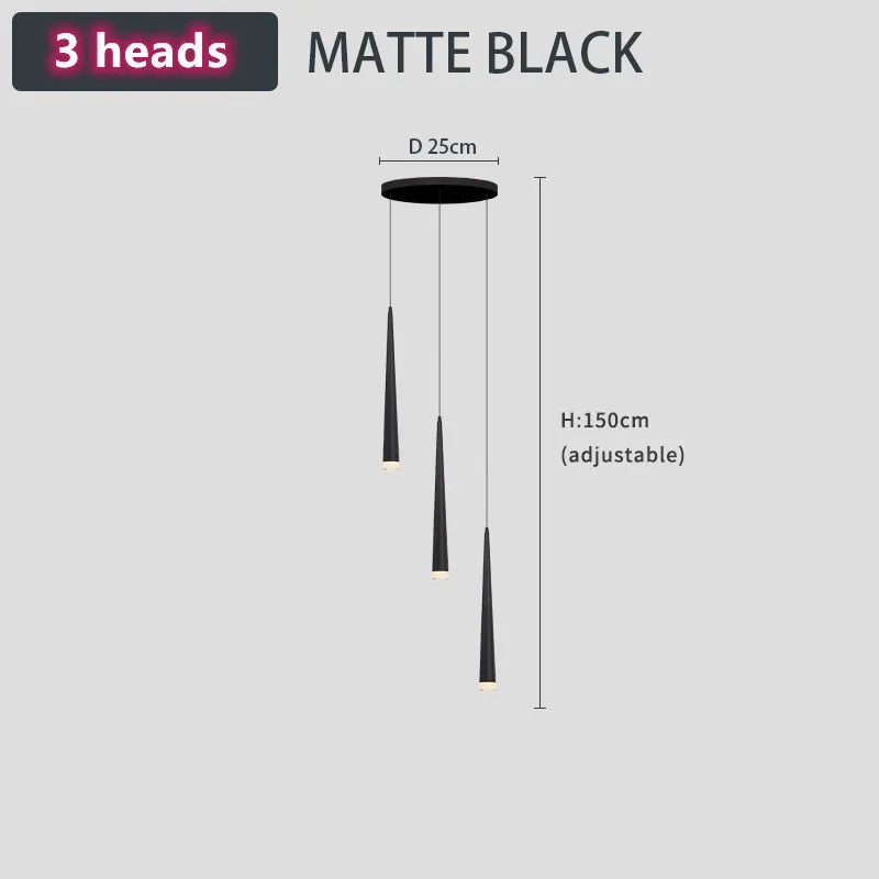 DecorBites™ Loft Black LED Stair Chandelier for Modern Living Room and Restaurant