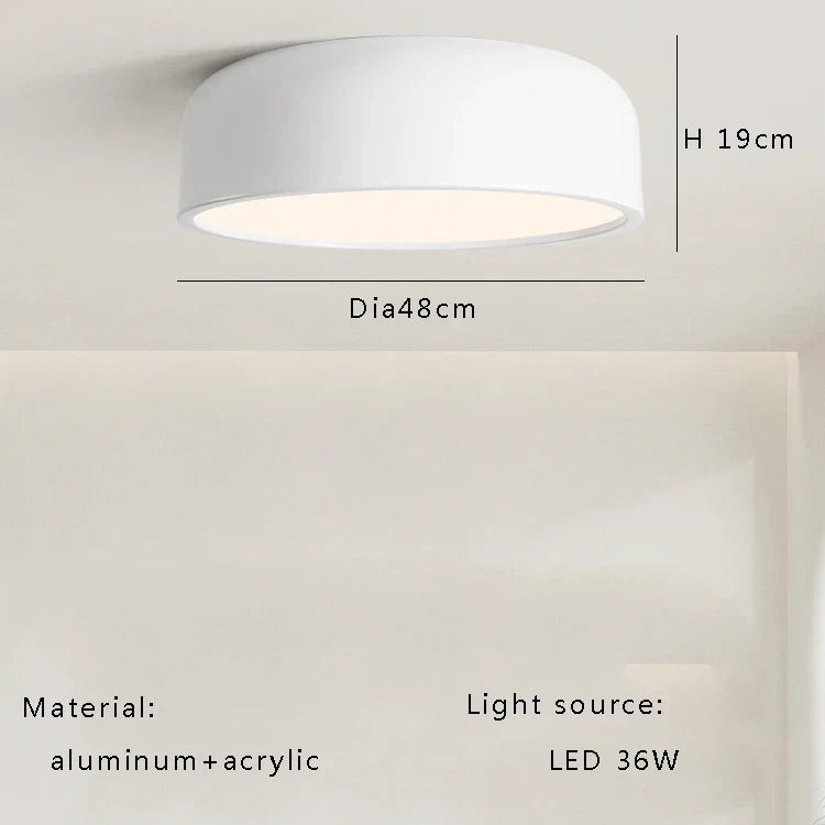 DecorBites™ Italian Minimalist Round LED Ceiling Lamp Black White Bedroom Light