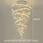 Modern Crystal Ring Staircase Chandelier Pendant Light