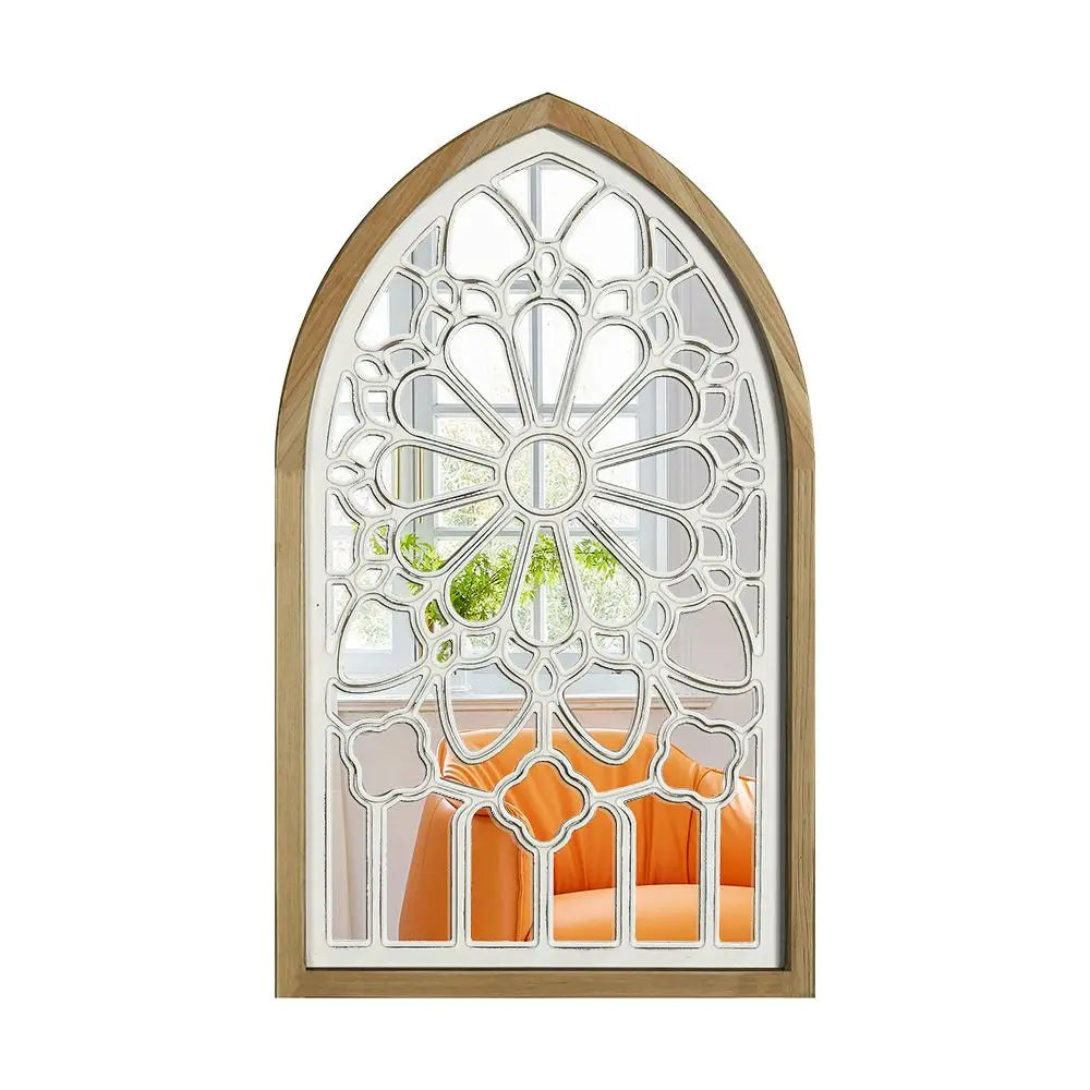 مرآة DecorBites™ Gothic Rose Window المنحوتة لتزيين الجدران في غرفة المعيشة وغرفة النوم