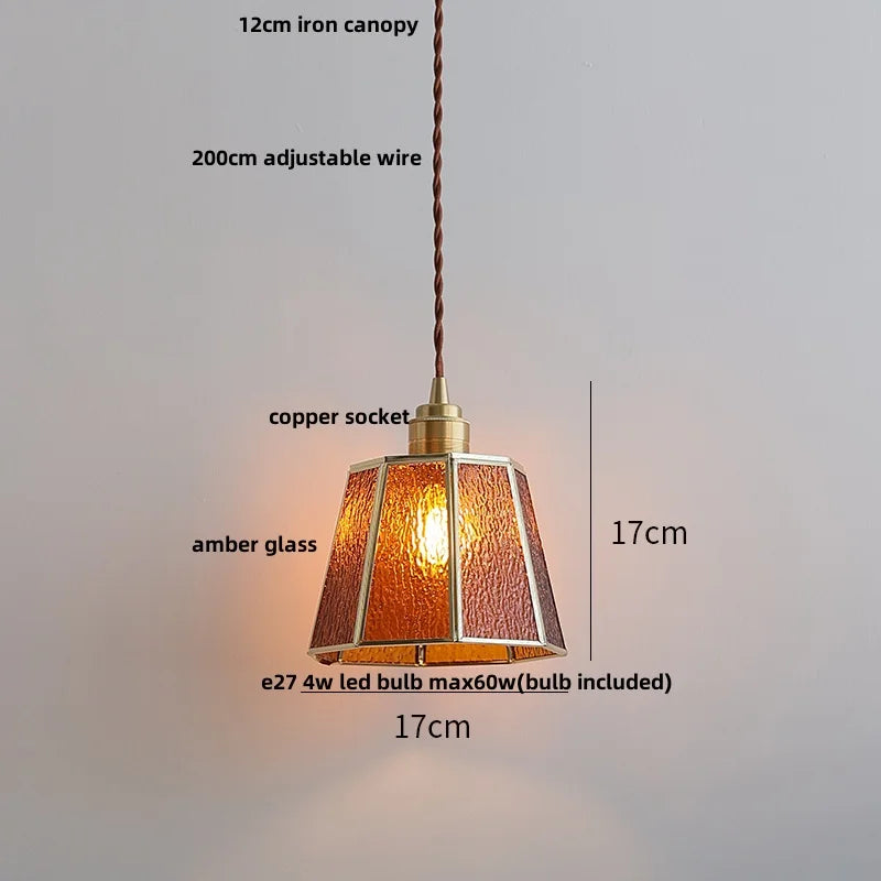 DecorBites™ Blue Glass LED Pendant Lights Adjustable Hanging Lamp Luminaire