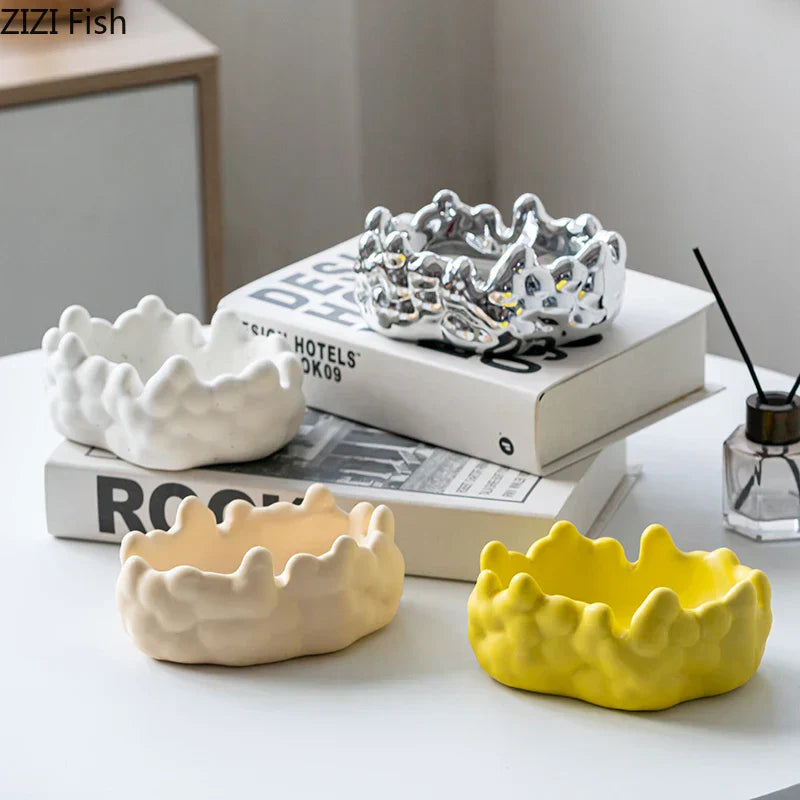 "DecorBites™ Ceramic Bubble Clouds Ashtray for Home & Office Smoking Accessories"