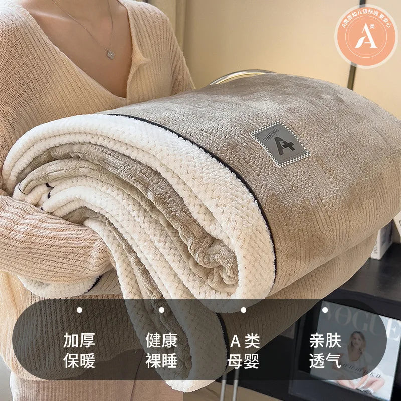DecorBites™ Cozy Cotton Velvet Plush Blanket: Luxuriously Soft and Warm Light Blanket