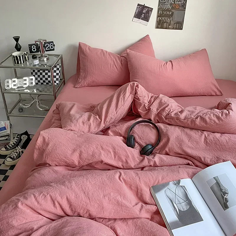 DecorBites™ Cotton Bedding Set with Comforter Cover, Sheet, and Pillowcase Set