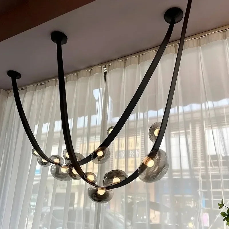 Nordic Leather and Glass Pendant Chandelier