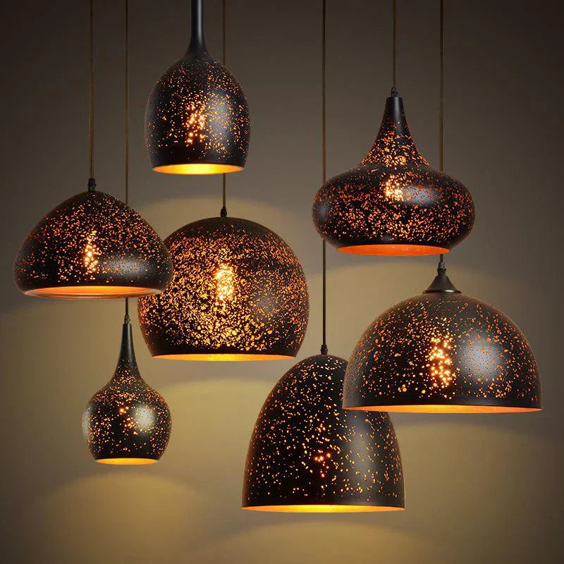 DecorBites™ Etched Wrought Iron Chandelier, Industrial Style LED Lighting Fixture