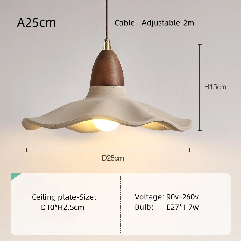 Japanese Wabi-Sabi Cream Wood Pendant Light
