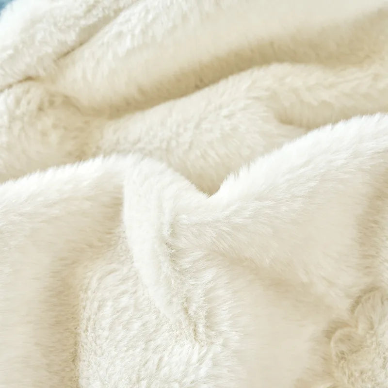 DecorBites™ Cozy Faux Rabbit Fur Blanket, Soft Fluffy Quilt for Single, Anti-Static Warm Throw