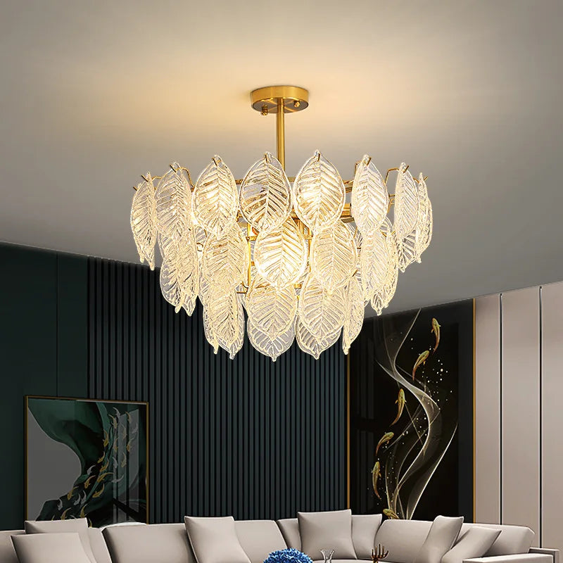 DecorBites™ ثريا أوراق الشجر الزجاجية الفاخرة لغرفة الطعام