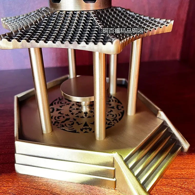 "DecorBites™ Zen Brass Incense Burners & Decorative Ancient Pavilion Collection"