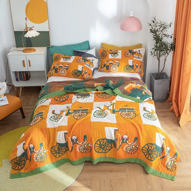 Couverture Serviette en Gaze de Coton DecorBites™ - Jacquard Double Face Teint en Fil pour Adultes et Enfants