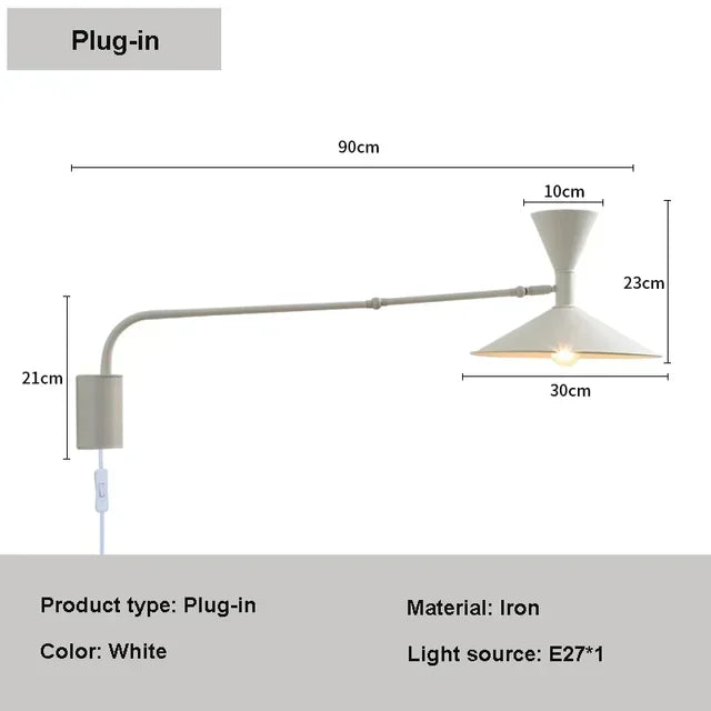 DecorBites™ Adjustable Long Arm Wall Lamp for Reading, Bedroom, LED Minimalist Swing Lighting